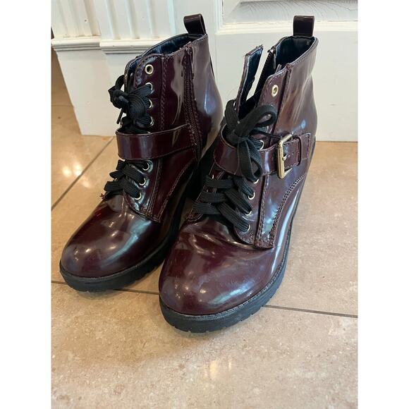 Mudd Whimsigoth Chunky Platform Patent Leather Boots Women 8.5 Y2K Grunge Witch - Picture 2 of 12
